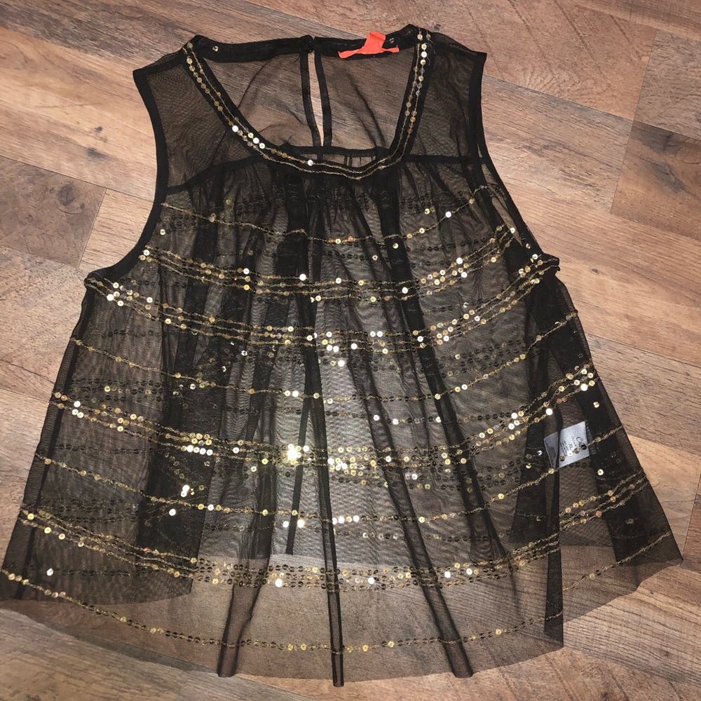 Chelsea and Violet sheer sequins top